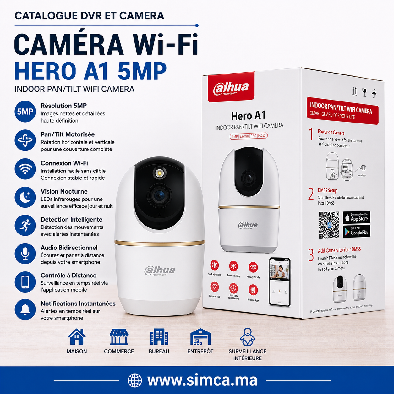 7f9195da-d9f1-42c0-980e-db11261000ad Caméra Wi-Fi Dahua Hero A1 – 5MP – Image 1