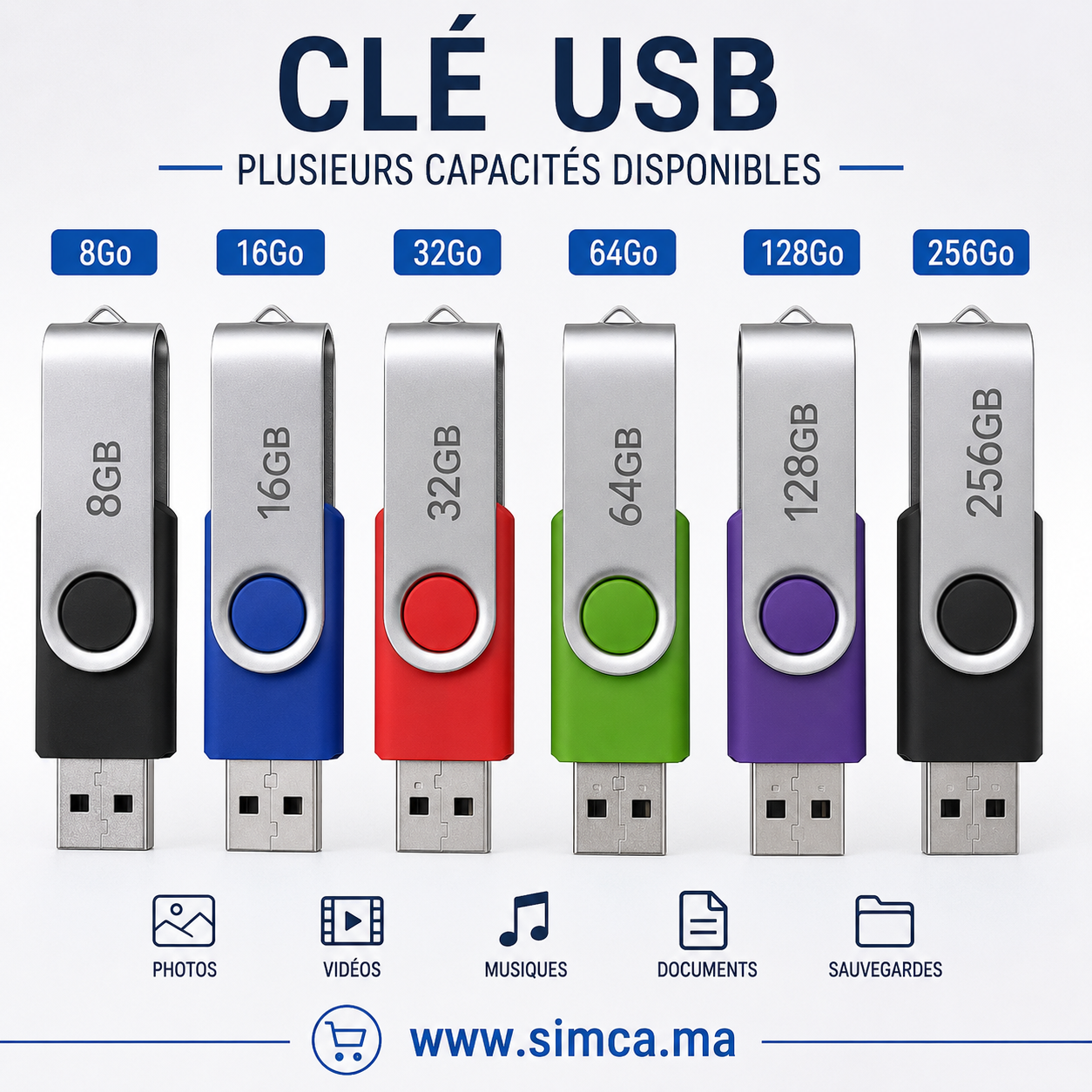 bad05996-434d-482c-80e8-c70bdec14c02 Clés USB Haute Performance – De 8 Go à 256 Go – Image 1