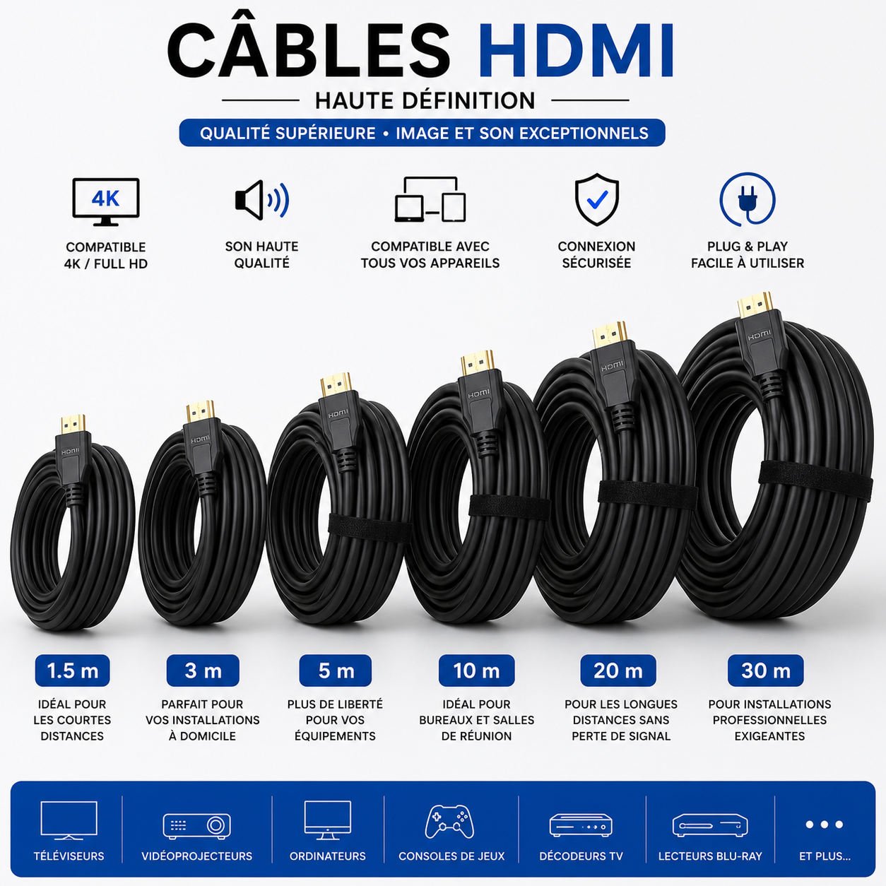 fe9f88c7-eac4-47db-90cd-c596adf64dc3 Câbles HDMI Haute Définition – De 1,5 m à 30 m – Image 1